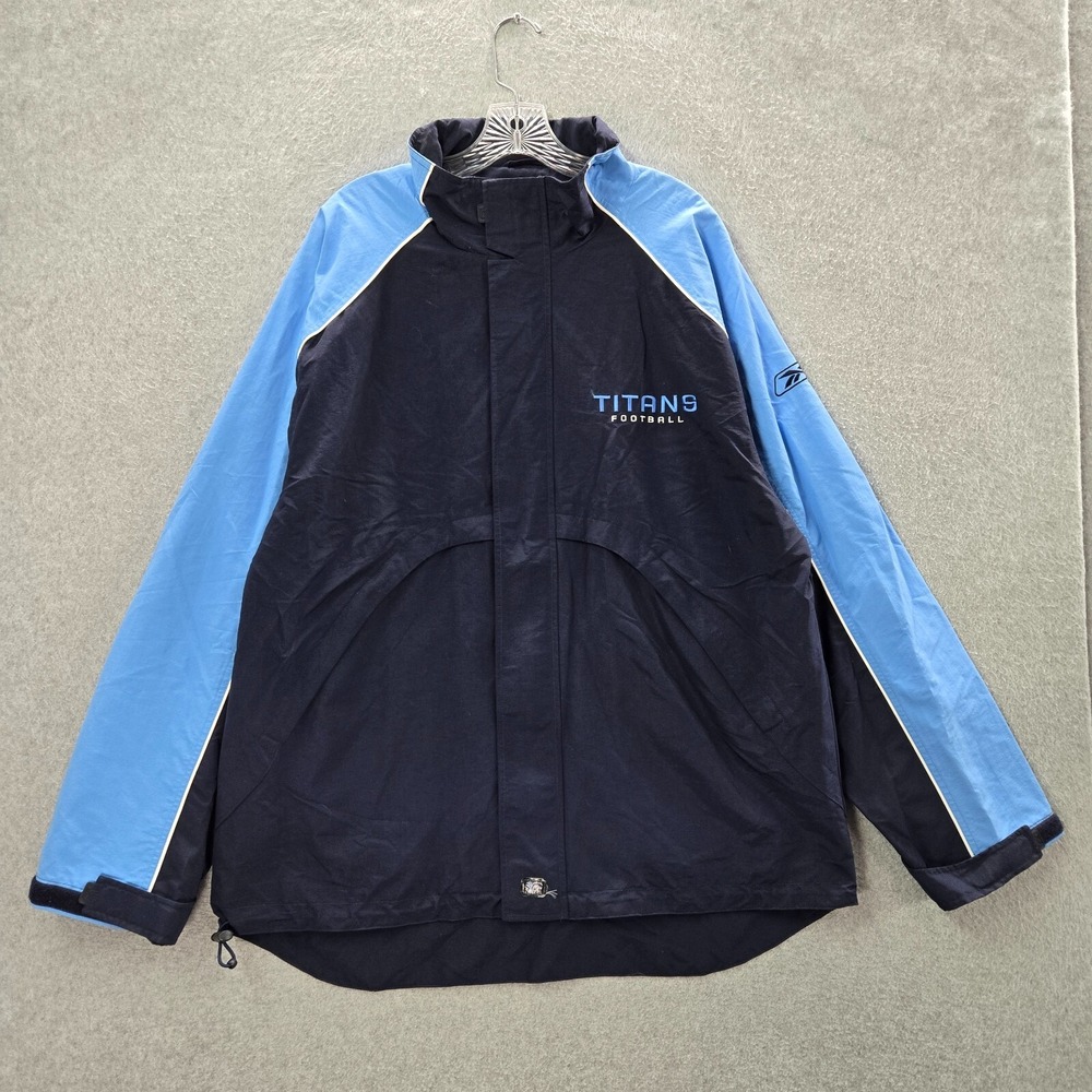 VINTAGE Tennessee Titans‎ Men Jacket Large Blue Windbreaker Logo Reebok Y2K